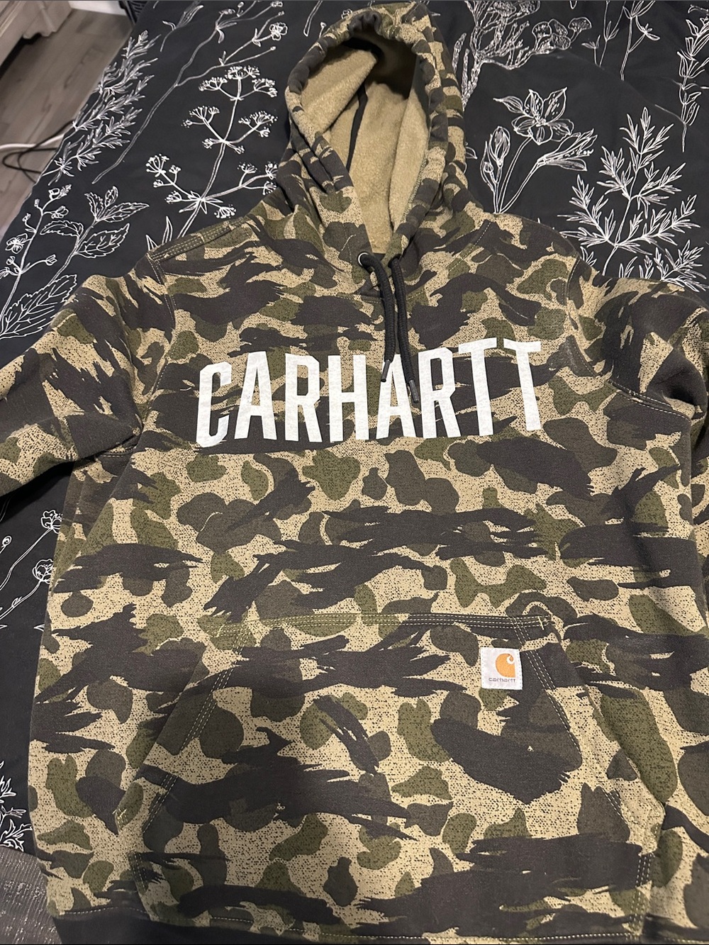 Carhartt Camouflage Pullover Hoodie - Olive & Black